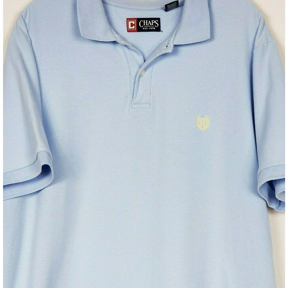 Chaps Men's XL Light Blue Polo Shirt Short Sleeve Embroidered Logo